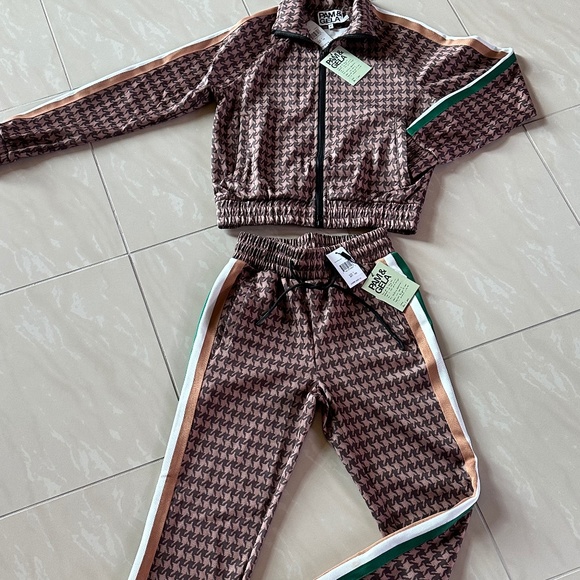 #2077 NWT Pam and Gela herringbone Track Jacket & Pants size P